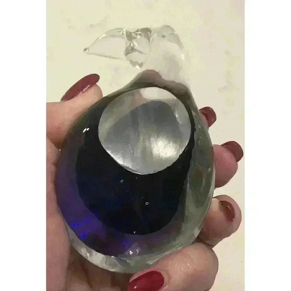 Art Glass Whale Paperweight Clear Cobalt Blue Inside Tail‎ Up for Good Luck - Picture 6 of 8